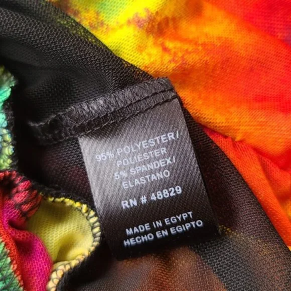 LOVE BRAND Rainbow Tie Dye Long Sleeve Bodysuit L Pride Festival Rave Faux Wrap - Picture 14 of 16